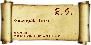 Rusznyák Imre névjegykártya